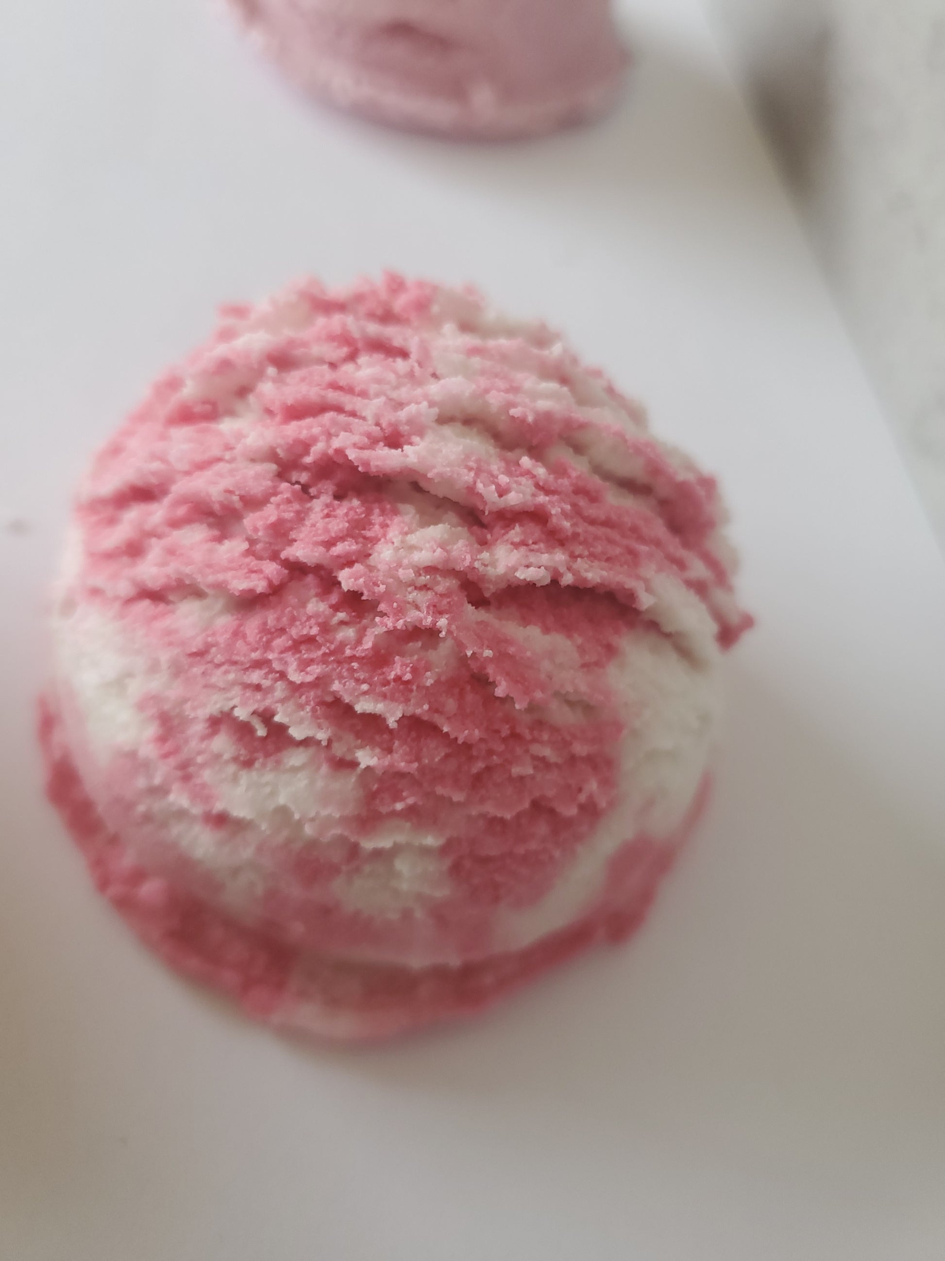 pink and white bath truffle